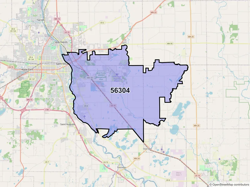 Map of ZIP Code 56304 — Saint Cloud, MN