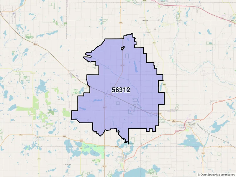 Map of ZIP Code 56312 — Belgrade, MN