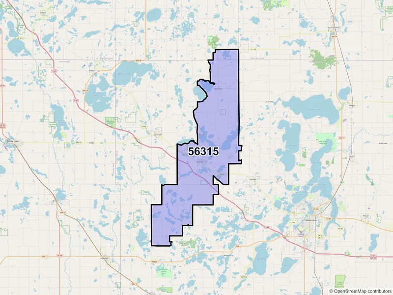 Map of ZIP Code 56315 — Brandon, MN