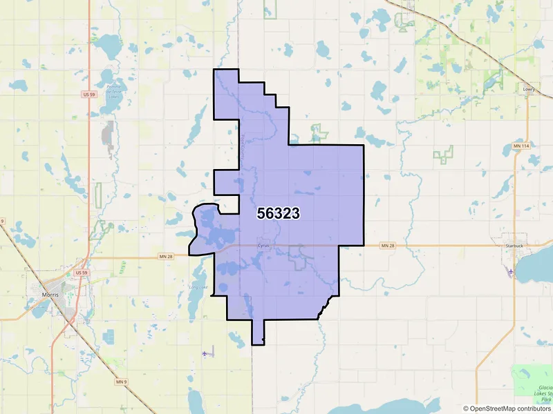 Map of ZIP Code 56323 — Cyrus, MN