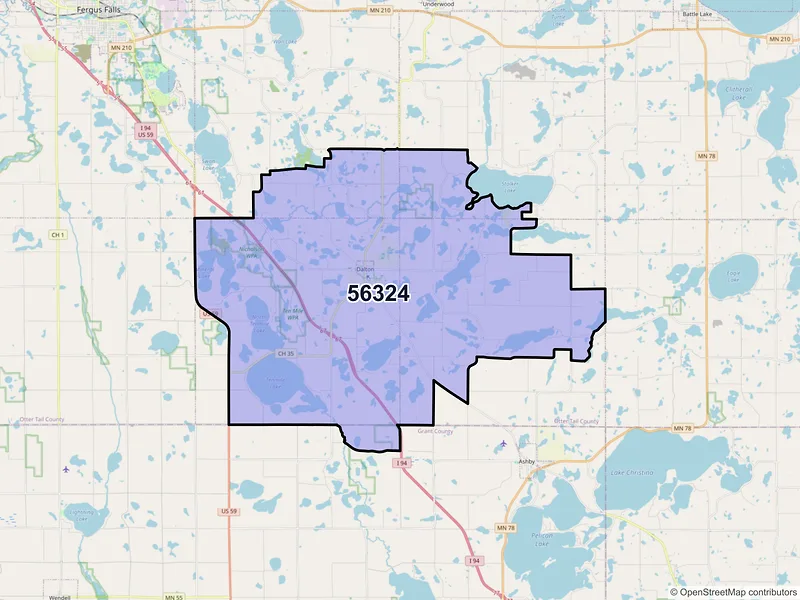 Map of ZIP Code 56324 — Dalton, MN