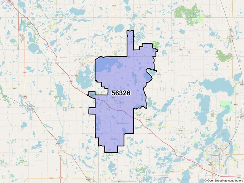 Map of ZIP Code 56326 — Evansville, MN