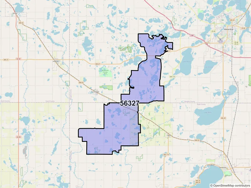 Map of ZIP Code 56327 — Farwell, MN