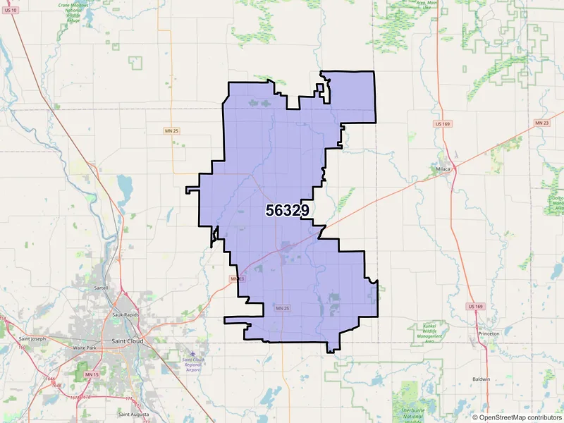 Map of ZIP Code 56329 — Foley, MN
