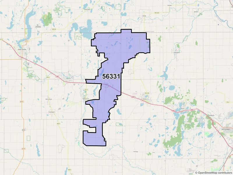 Map of ZIP Code 56331 — Freeport, MN