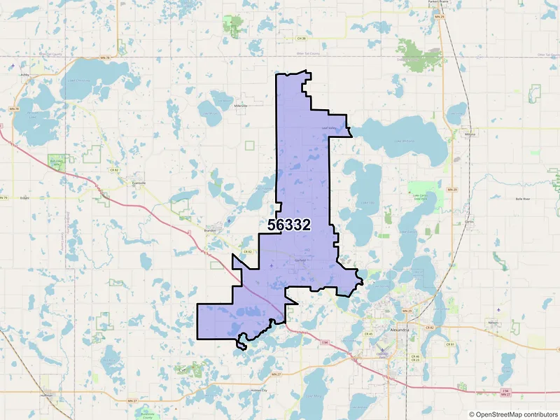 Map of ZIP Code 56332 — Garfield, MN