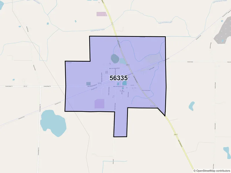 Map of Greenwald, Minnesota and ZIP codes