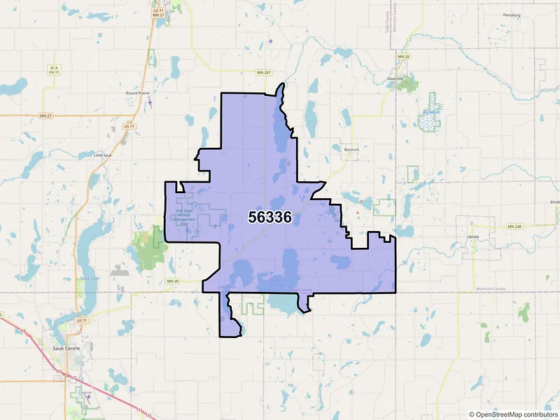 Map of ZIP Code 56336 — Grey Eagle, MN