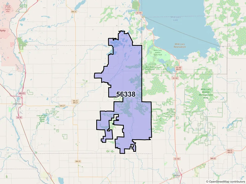 Map of Hillman, Minnesota and ZIP codes