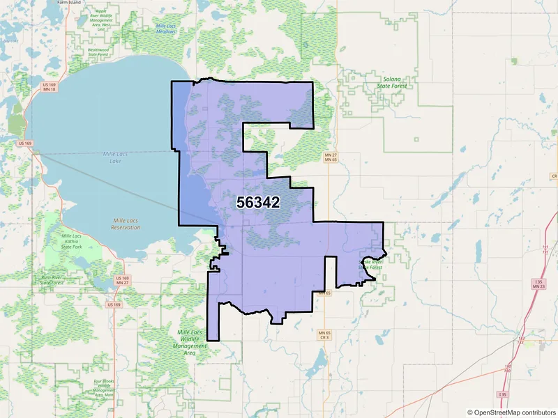 Map of ZIP Code 56342 — Isle, MN