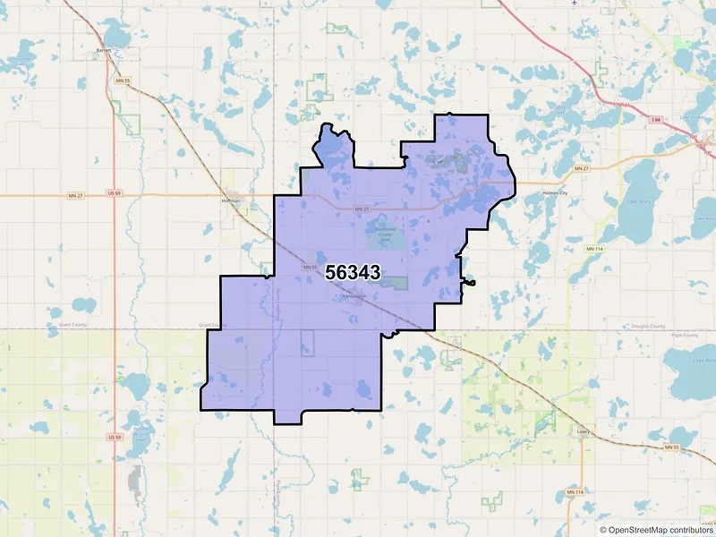 Map of ZIP Code 56343 — Kensington, MN