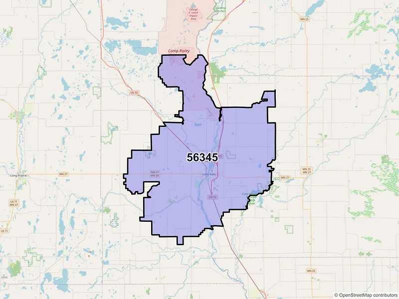 Map of ZIP Code 56345 — Little Falls, MN