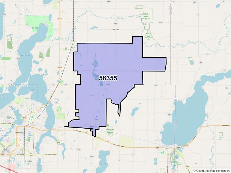 Map of ZIP Code 56355 — Nelson, MN