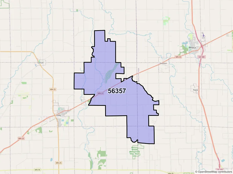Map of ZIP Code 56357 — Oak Park, MN