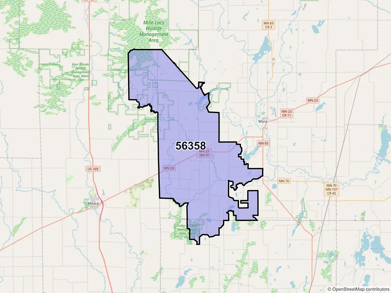 Map of Ogilvie, Minnesota and ZIP codes