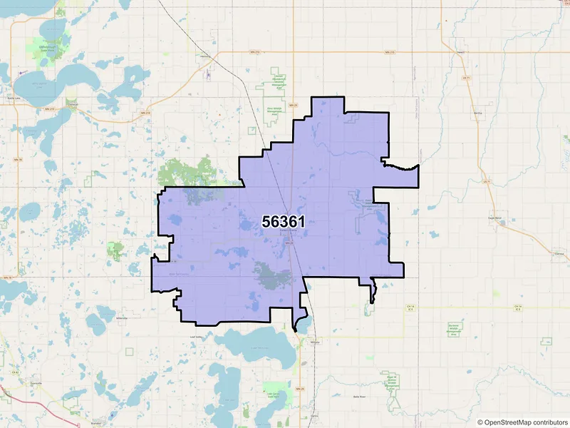 Map of Parkers Prairie, Minnesota and ZIP codes
