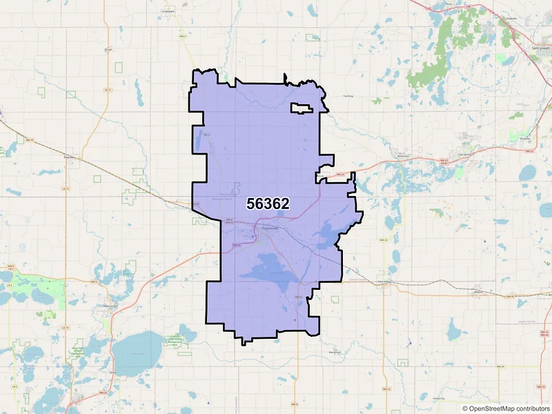 Map of ZIP Code 56362 — Paynesville, MN
