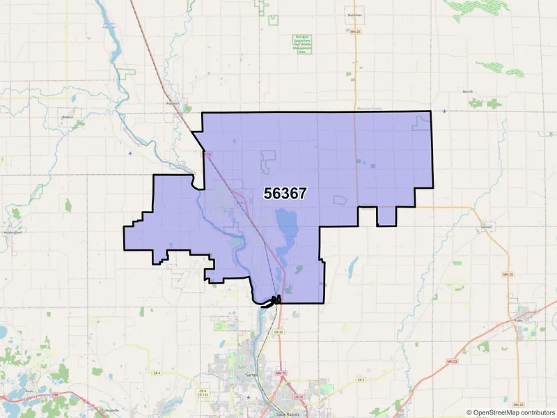Map of ZIP Code 56367 — Rice, MN