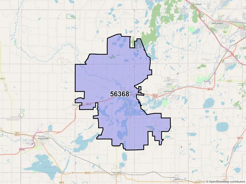 Map of Richmond, Minnesota and ZIP codes