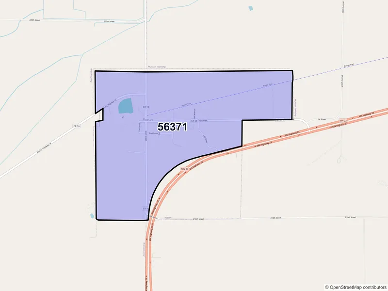 Map of ZIP Code 56371 — Roscoe, MN