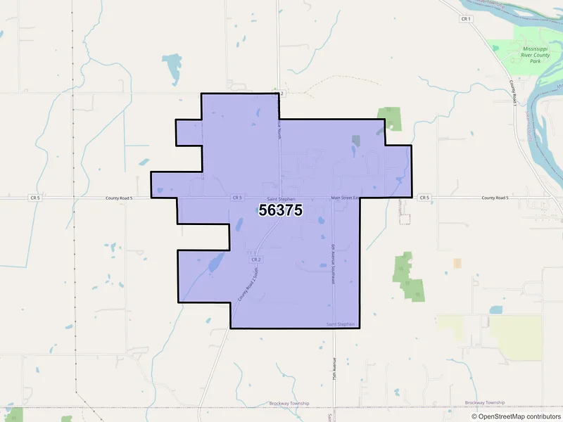 Map of ZIP Code 56375 — Saint Stephen, MN
