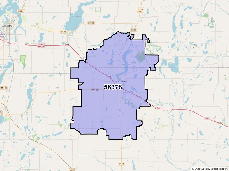 Map of ZIP Code 56378 — Sauk Centre, MN