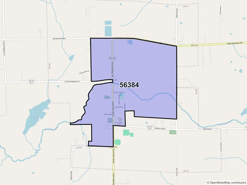 Map of ZIP Code 56384 — Upsala, MN