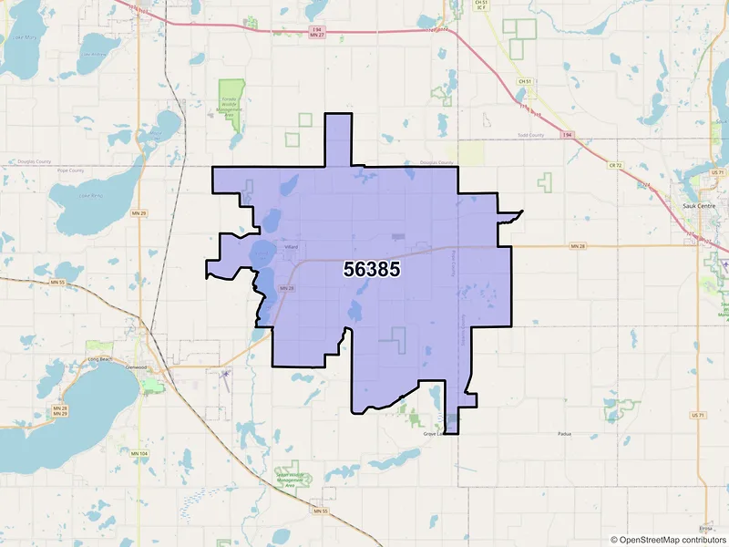 Map of ZIP Code 56385 — Villard, MN