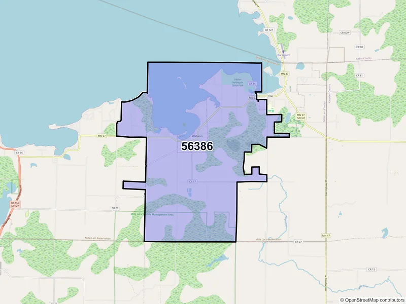 Map of Wahkon, Minnesota and ZIP codes