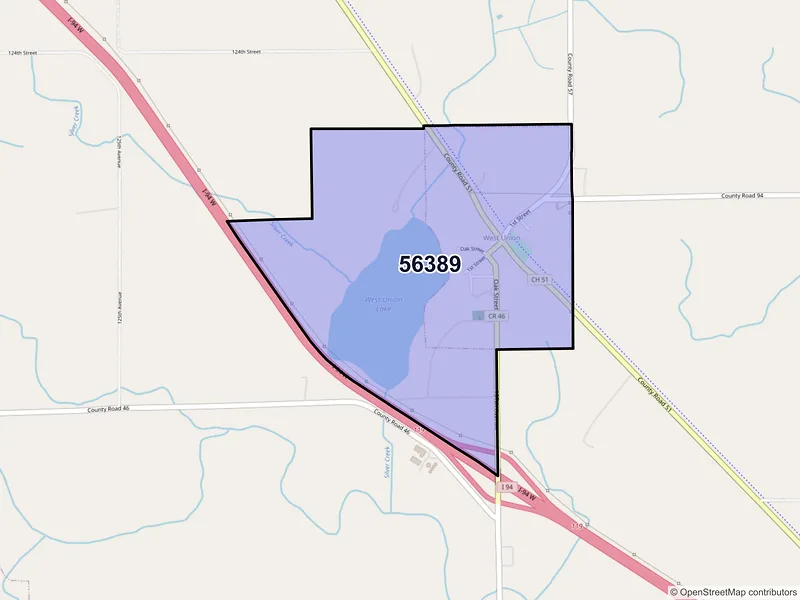 Map of West Union, Minnesota and ZIP codes