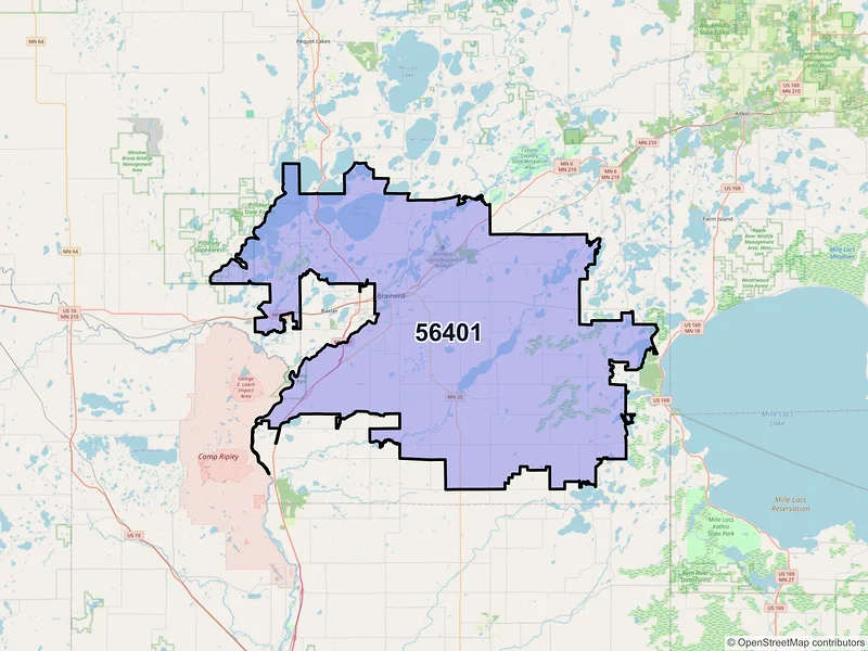 Map of ZIP Code 56401 — Brainerd, MN