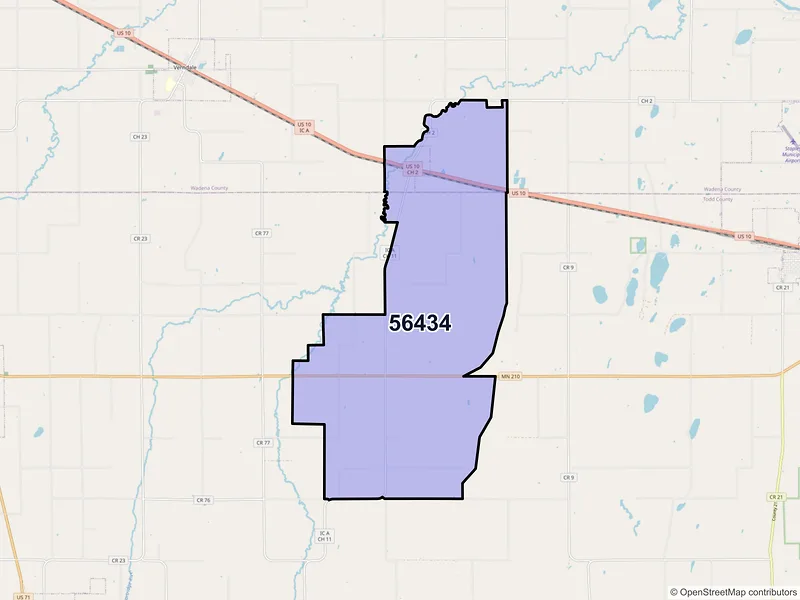 Map of Aldrich, Minnesota and ZIP codes