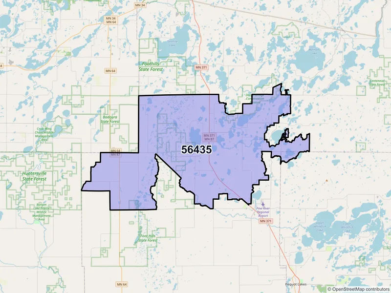 Map of ZIP Code 56435 — Backus, MN