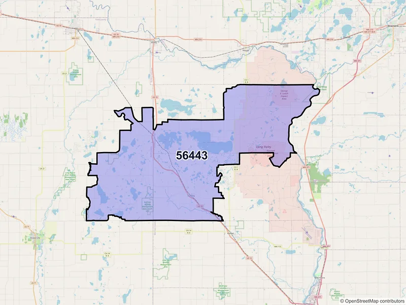 Map of ZIP Code 56443 — Cushing, MN