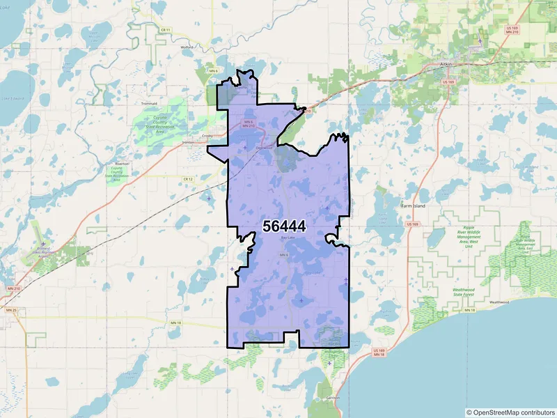 Map of ZIP Code 56444 — Deerwood, MN