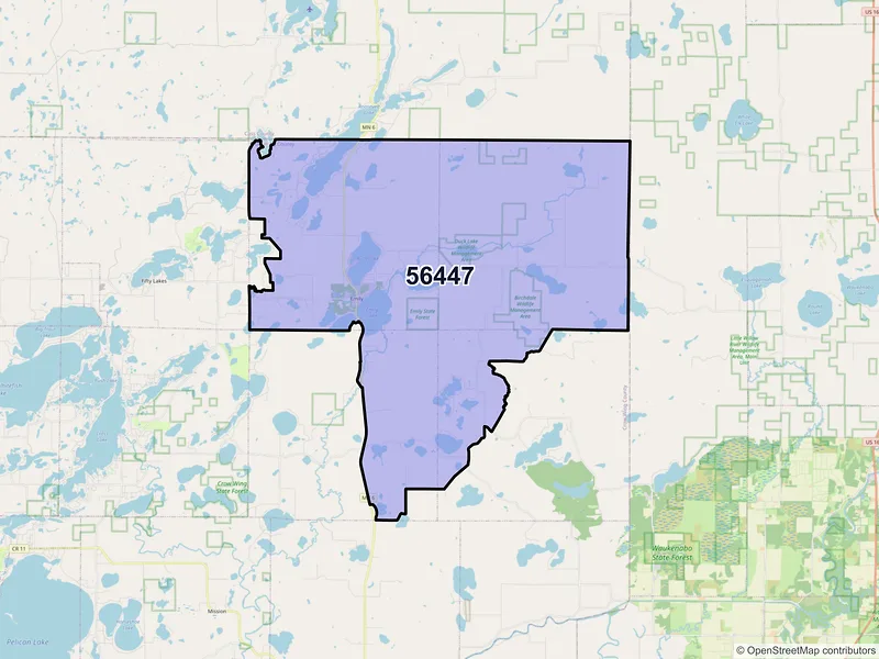Map of ZIP Code 56447 — Emily, MN