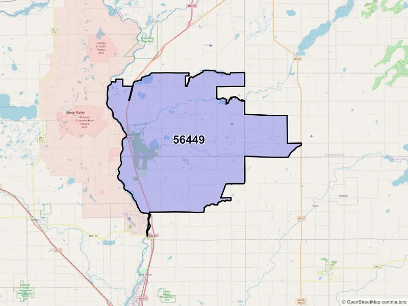 Map of ZIP Code 56449 — Fort Ripley, MN