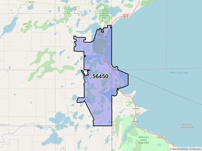 Map of ZIP Code 56450 — Garrison, MN