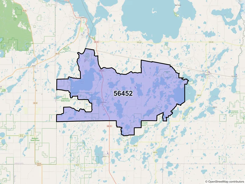Map of ZIP Code 56452 — Hackensack, MN