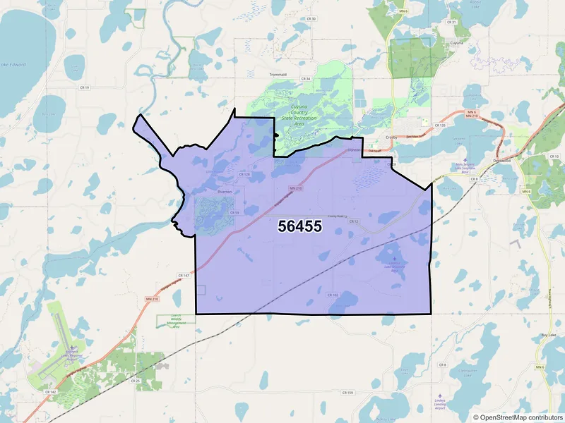 Map of ZIP Code 56455 — Ironton, MN