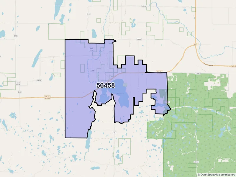 Map of ZIP Code 56458 — Lake George, MN