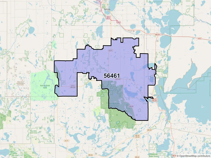 Map of ZIP Code 56461 — Laporte, MN