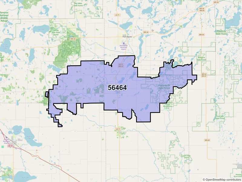 Map of ZIP Code 56464 — Menahga, MN