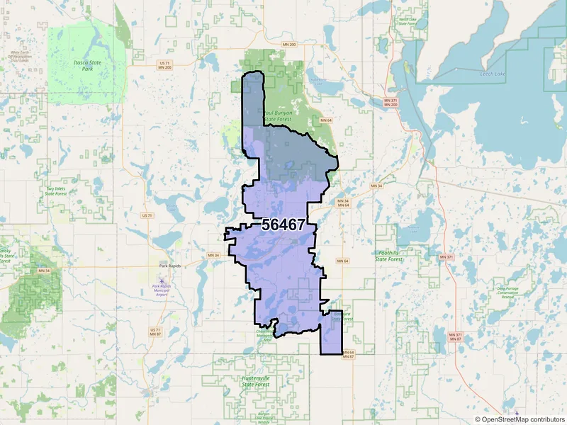 Map of ZIP Code 56467 — Nevis, MN