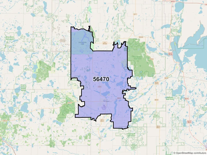 Map of Park Rapids, Minnesota and ZIP codes