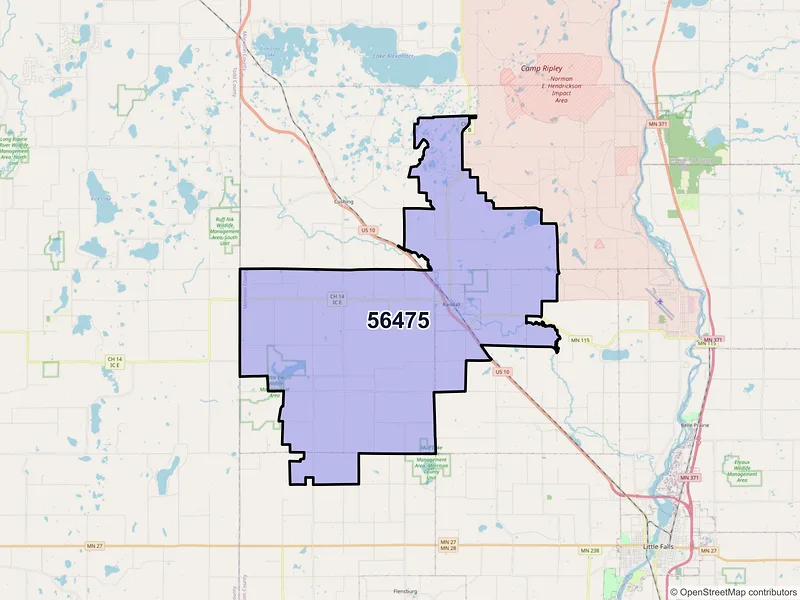 Map of ZIP Code 56475 — Randall, MN