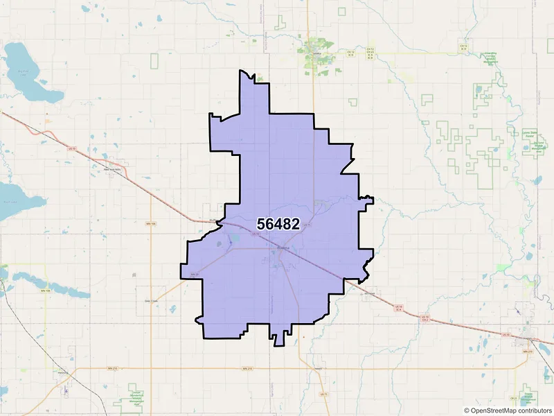 Map of ZIP Code 56482 — Wadena, MN
