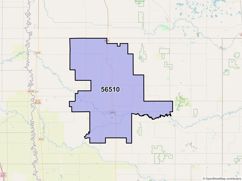 Map of ZIP Code 56510 — Ada, MN