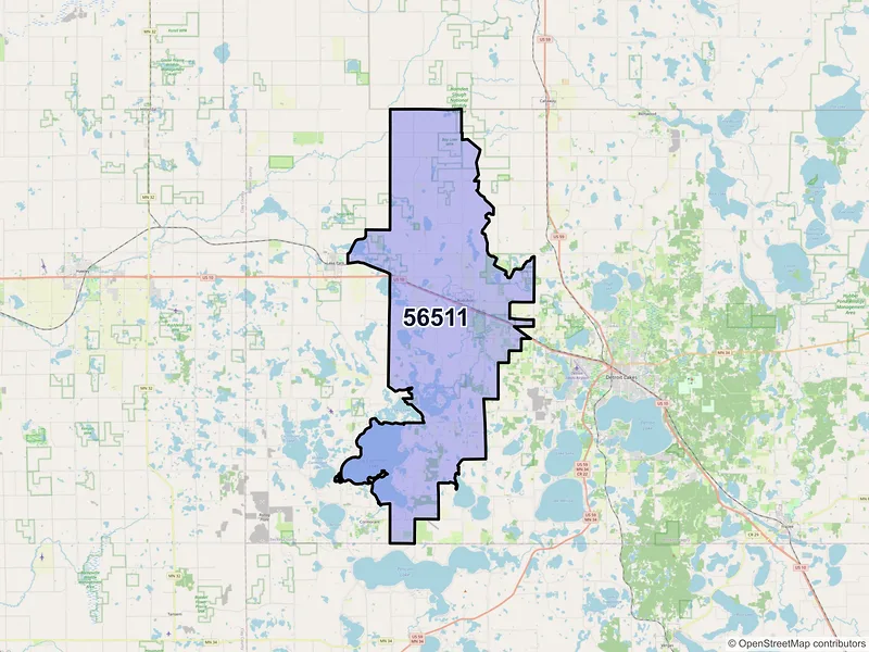 Map of ZIP Code 56511 — Audubon, MN