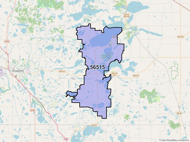 Map of ZIP Code 56515 — Battle Lake, MN